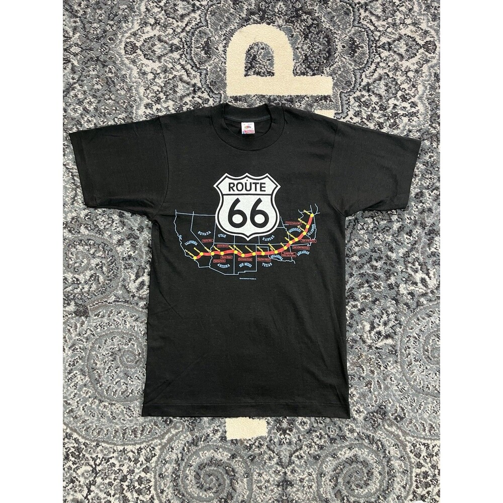 Brand New VTG Route 66 Single Stitch Tshirt Size Medium Black fruit of the loom